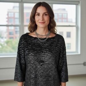 Soft Glam Eye popping ANA‎ Top  Long Sleeve Shimmer Pullover Top sz XL